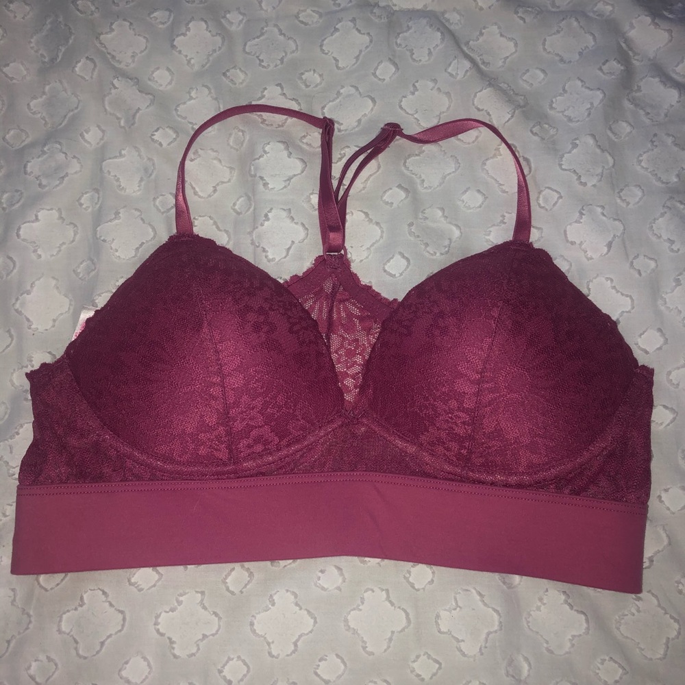 PINK Victoria’s Secret dark pink lace bra